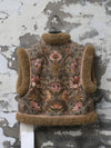 INTO THE EAST 25 Autumn/Winter Sheepskin and Tussah Silk Printed Vest ITE-E1DGAW012GR21VE-LV Green